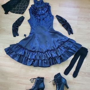 Navy Blue Retroscope Fashions Gothic Lolita Bustle Skirt XS